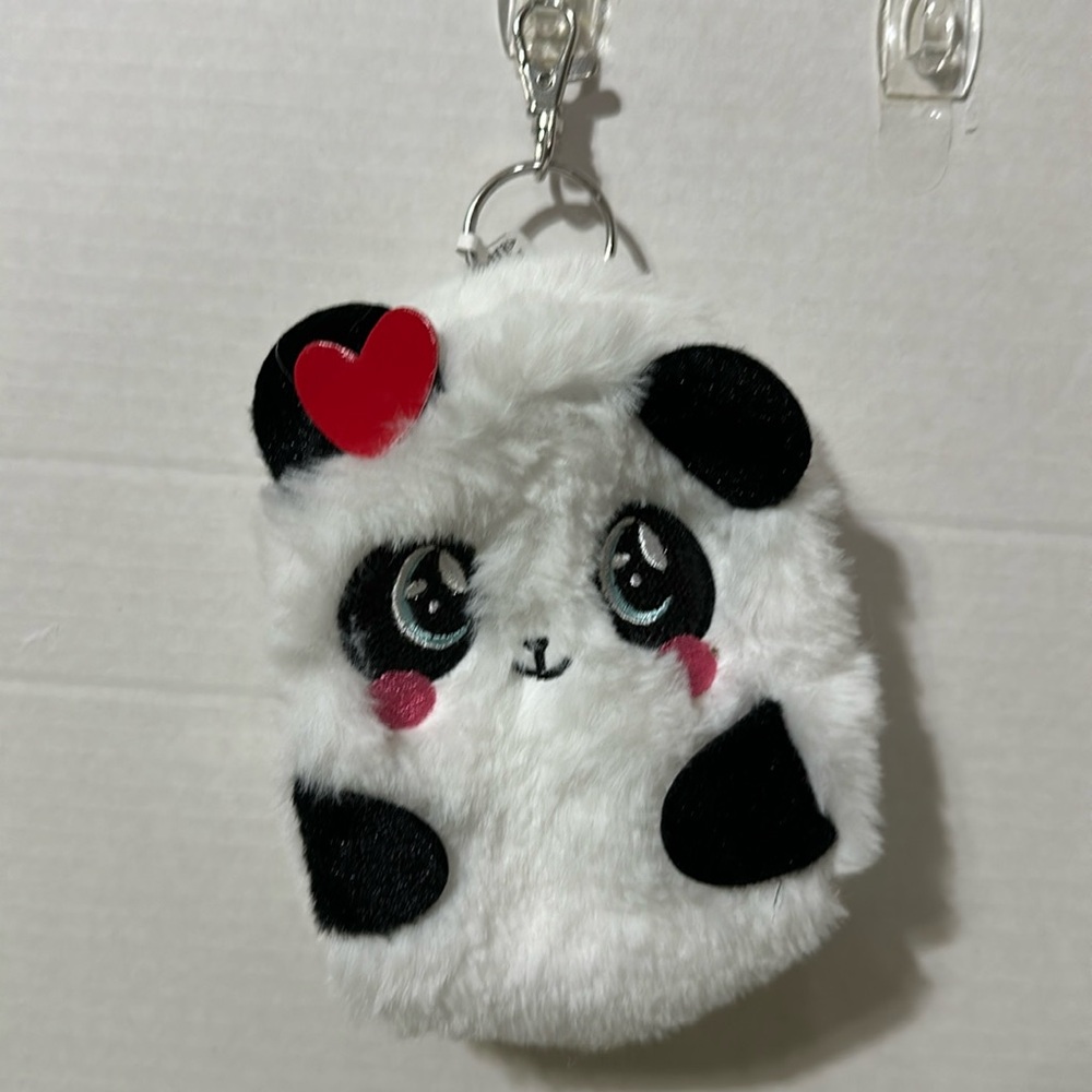 Clair’s Girls Plush Clip on coin purse Panda Bear Heart mini bag NEW